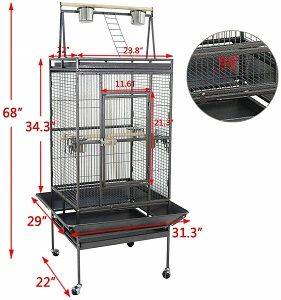 Nova Microdermabrasion 61/68 Inches Large Bird Cage Play Top Parrot Cockatiel Parakeet Chinchilla Macaw Cockatoo Cage