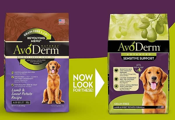 AvoDerm Natural Sensitive Stomach Dry Dog Kibble, Food Intolerance and Sensitivities, Lamb
