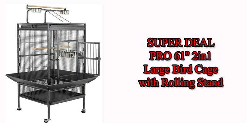 SUPER DEAL PRO 61'' 2in1 Large Floor Bird Cage with Rolling Stand 