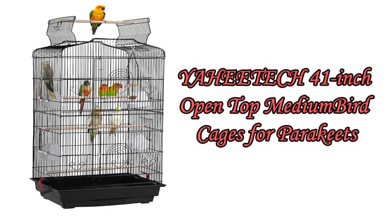YAHEETECH 41-inch Open Top Medium Hanging Bird Cages for Parakeets