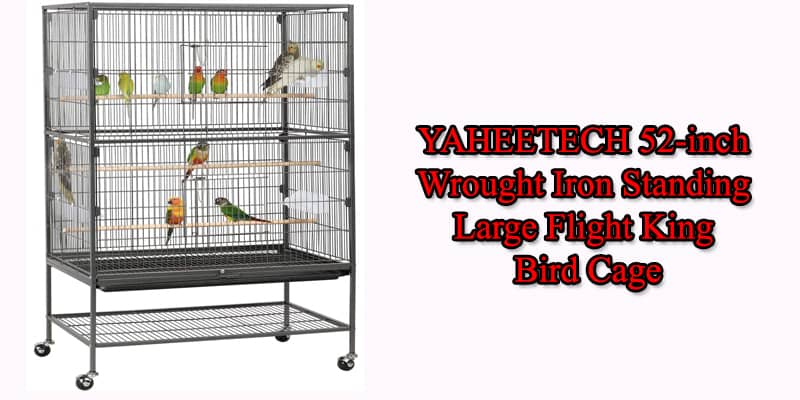 YAHEETECH 52-inch Wrought Iron Standing Large Floor Flight King Bird Cage